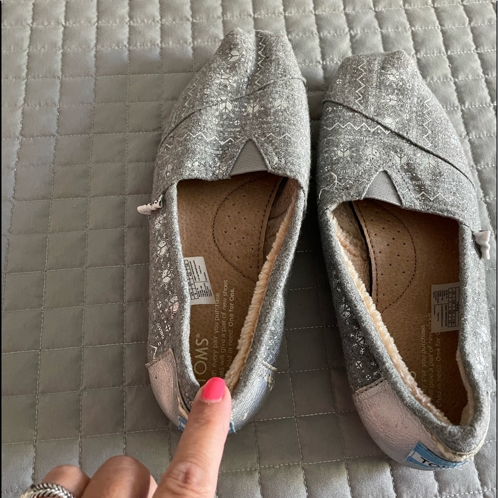 Toms gray/silver slip on shoes